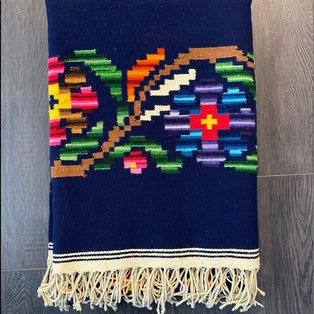 Zapotec Handwoven Bed Cover Topper Wall Tapestry 51"x78" Colorful Oaxaca Throw